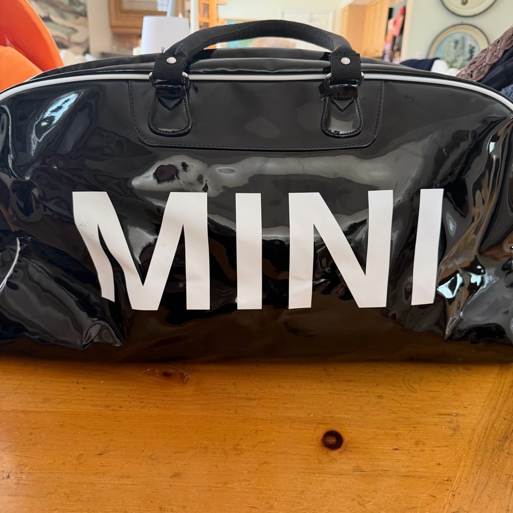 MINI Cooper Black Patent Vinyl Duffle Bag BMW